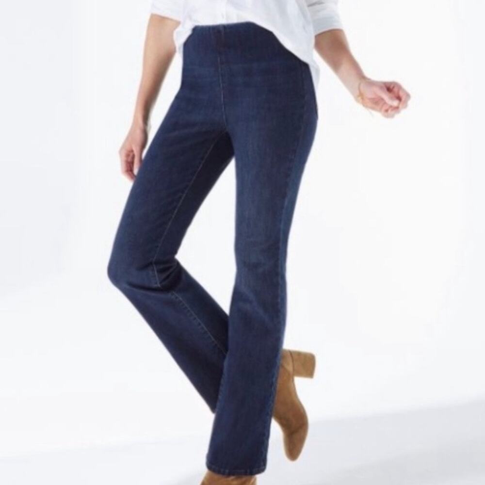 Soft Surroundings Blue Bootcut Pull On Casual Classic Chino Career Pants Small